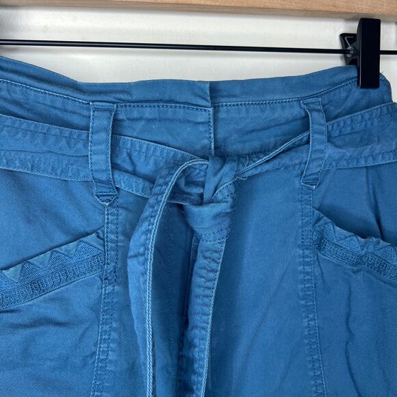 Anthropologie Ellie Embroidered High-Waisted Paperbag Utility Pants Teal Size 0 - Picture 3 of 11